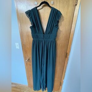 Emerald green chiffon floor length dress